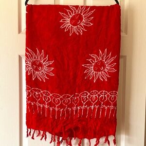 Red Patterned Sun Beach Sarong/Scarf/Tapestry